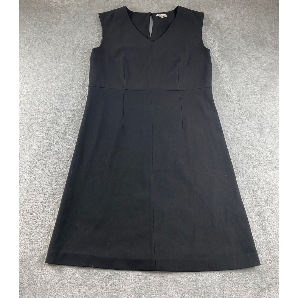 Garnet Hill‎ Black Sleeveless V Neck Sheath Dress Size 08
